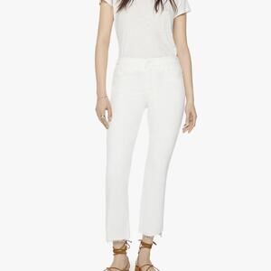 Mother The Insider Crop Step Fray White Cropped Jeans Size 24